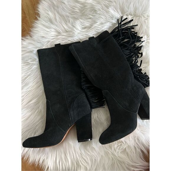Nine West suede leather boots, size 6 1/2 with fringe cowgirl outfit - Picture 1 of 7